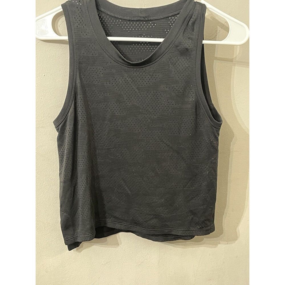 Lululemon 6 Train to Be Mesh Cropped Tank Top *Camo Dot Camo Black